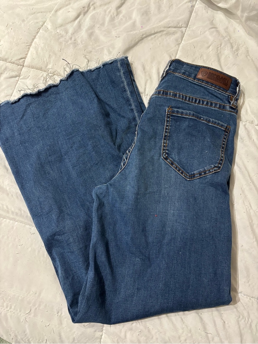 Circle & Sky Wide-Leg Raw Hem Jeans in Dark Blue